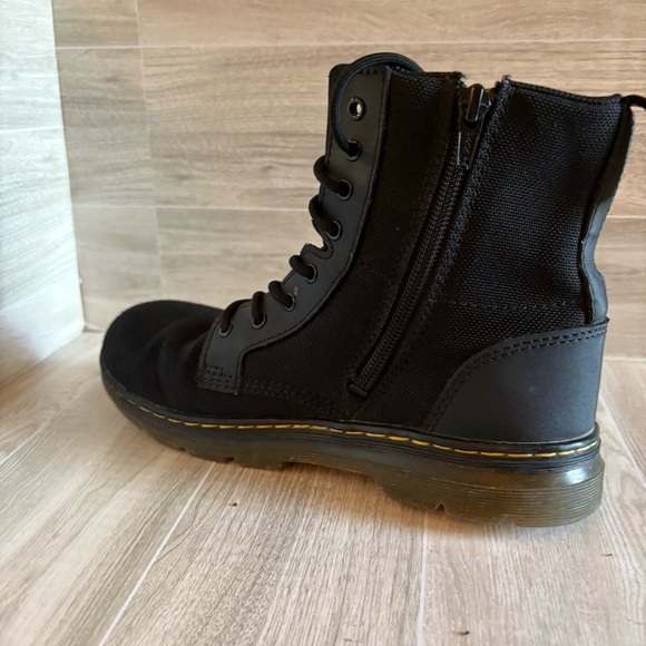 DR MARTENS Airwair COMBS J COMBAT BOOTS KIDS CANVAS SHOES BLACK SIDE ZIP - Picture 5 of 9